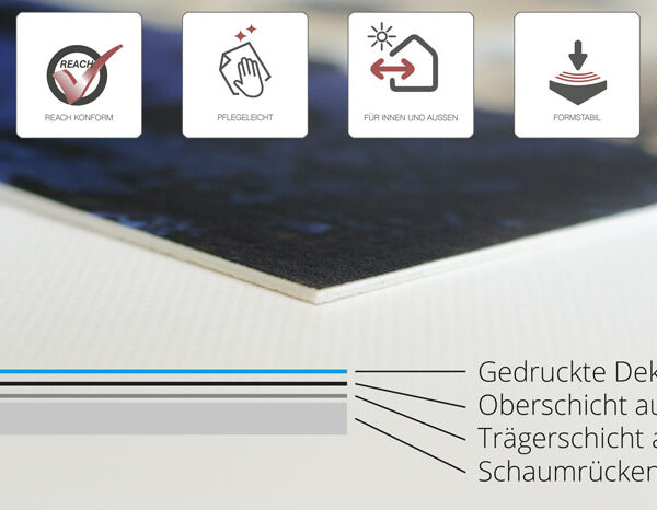 Eigenschaften unseres Materials Vinyl - Schichten - Vorteile und Attribute von Vinyl - pflegeleicht, hygienisch, formstabil