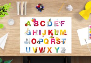 Schreibtischunterlage für Kinder, ABC, aus Vinyl