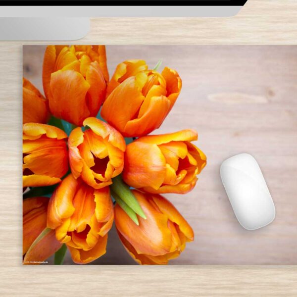 Mousepad groß Orangene Tulpen aus Vinyl