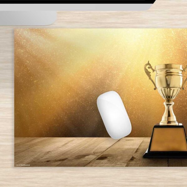 Mousepad groß Pokal gold aus Vinyl