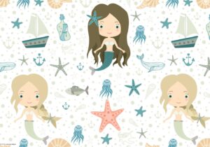Schreibtischunterlage Meerjungfrauen, für Mädchen, aus Vinyl