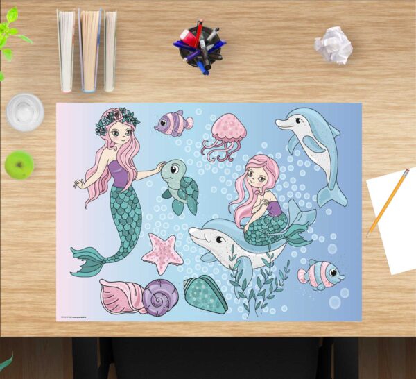 Schreibtischunterlage Meerjungfrauen unter Wasser, für Mädchen, aus Vinyl