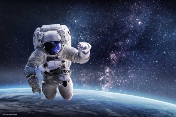 Schreibtischunterlage Astronaut im Weltall, aus Vinyl