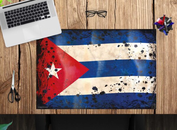 Schreibtischunterlage - Flagge Kuba retro - aus Vinyl