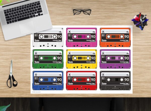 Schreibtischunterlage - Bunte Kassetten - aus Vinyl