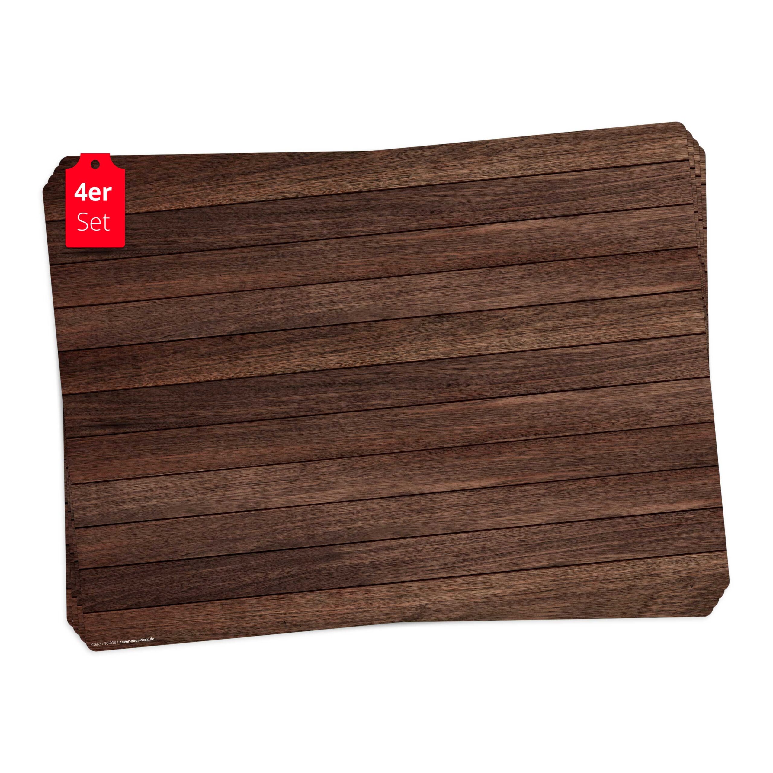 Braune Holzbretter – Tischsets | Platzsets aus Premium-Vinyl 44 x 32 cm – 4 Stück