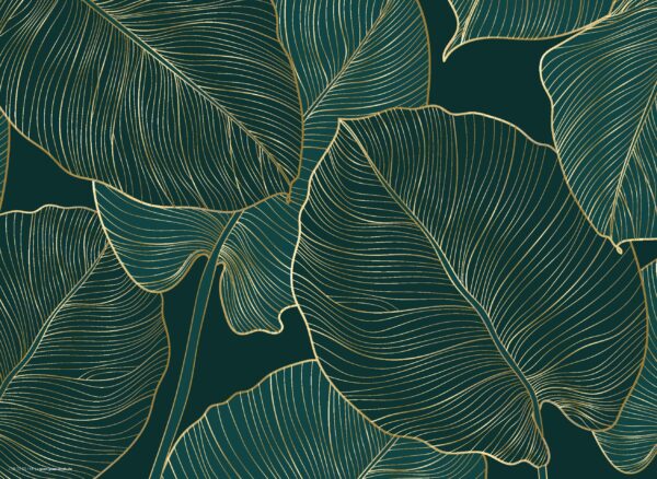 Tropische Blätter mit Goldadern