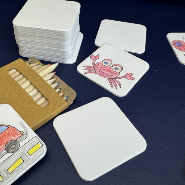 Memory-Spiel zum Selbstgestalten - zum Bemalen oder Bekleben - aus rein weißem Spezial-Schichtpapier - 28 blanko Karten 7 x 7 cm - ergonomische Form - inkl. praktischen Säckchen – Bild 3