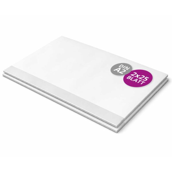 Schreibtischunterlage | Malunterlage aus Papier zum Abreißen in weiß - in DIN A2 - 25 Blatt - im 2er Pack