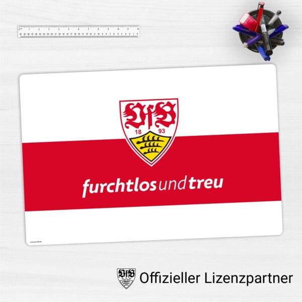 VfB Stuttgart - furchtlos und treu - Schreibtischunterlage weiß