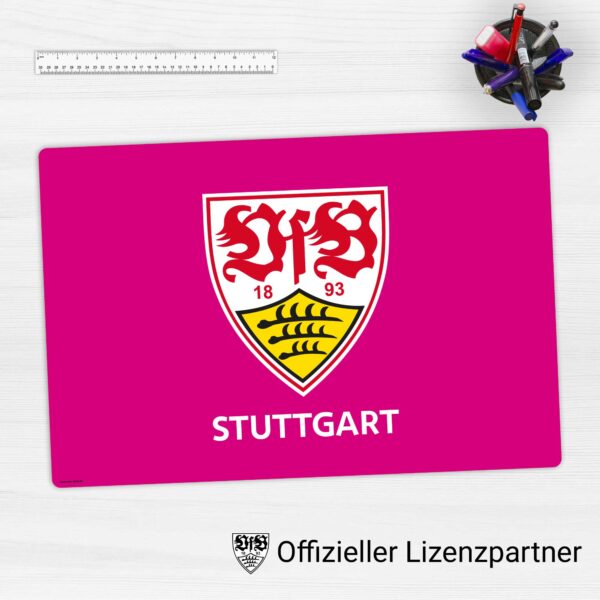 VfB Stuttgart - Wappen - Schreibtischunterlage pink