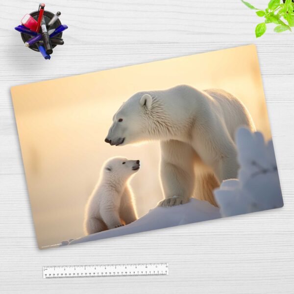Eisbär Baby mit Mama - Schreibtischunterlage