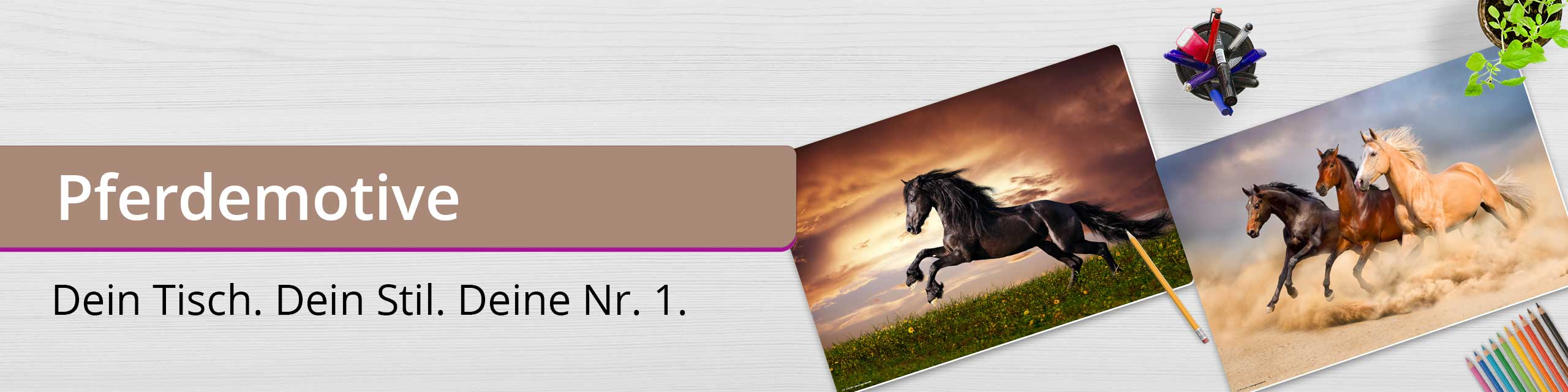 Schreibtischunterlage mit Pferden