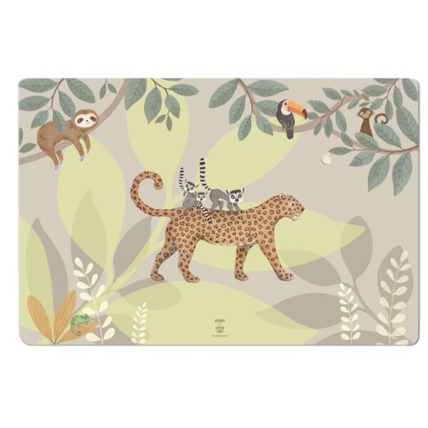 Dschungeltiere Grün Schreibtischunterlage – Safari und Dschungel Tiere Motiv für Kinder