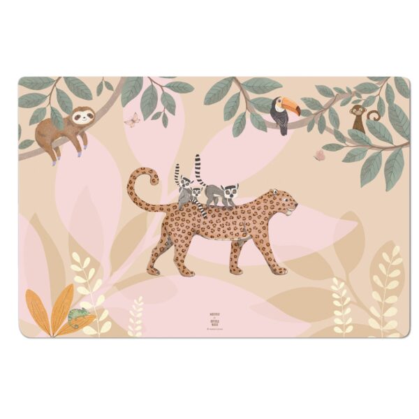 Dschungeltiere Rosa Schreibtischunterlage – Safari und Dschungel Tiere Motiv für Kinder