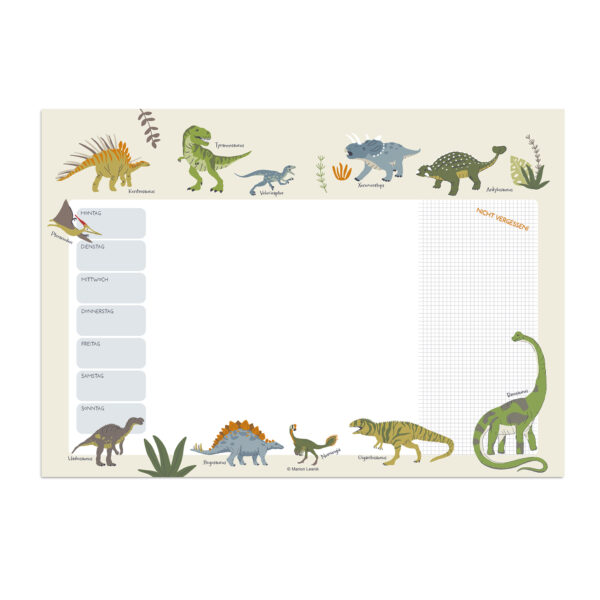 Wochenplaner für Kinder „Dinosaurier“ 35 x 50 cm aus Premiumpapier – Lernhilfe für die Schule