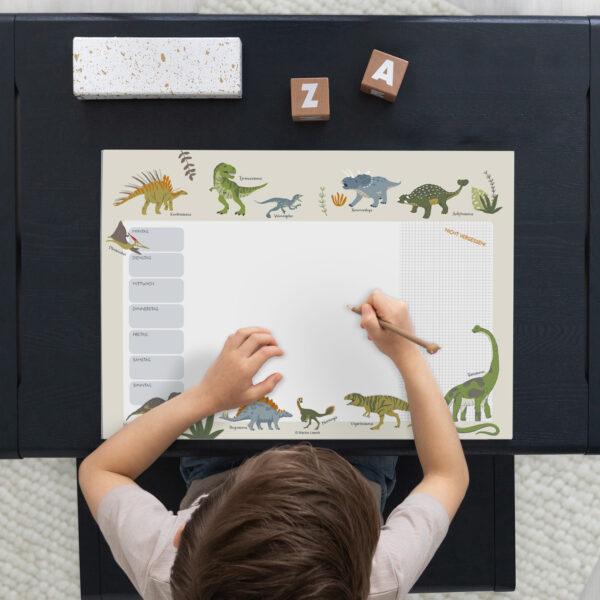 Wochenplaner für Kinder „Dinosaurier“ 35 x 50 cm aus Premiumpapier – Lernhilfe für die Schule – Bild 3