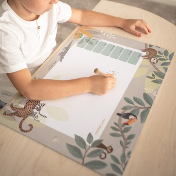 Wochenplaner für Kinder „Dschungeltiere grün“ 35 x 50 cm aus Premiumpapier – Lernhilfe für die Schule – Bild 4