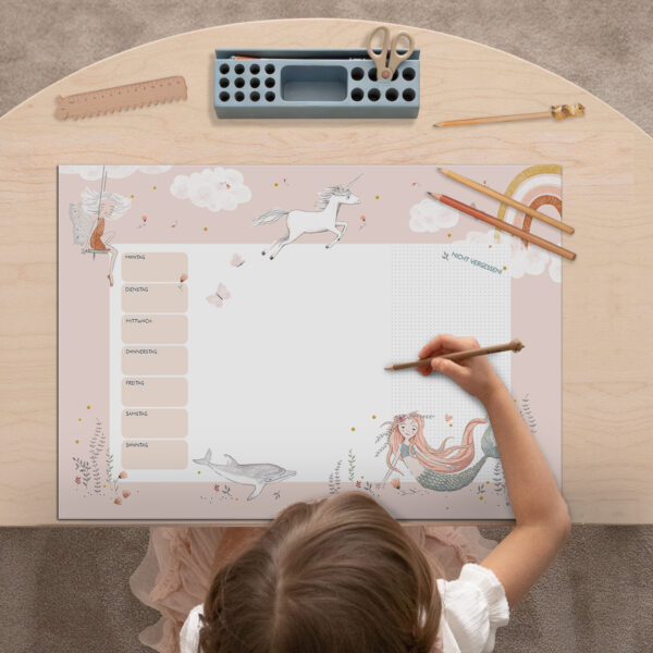 Wochenplaner für Kinder „Meerjungfrau“ 35 x 50 cm aus Premiumpapier – Lernhilfe für die Schule – Bild 5