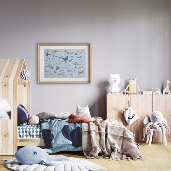 Lernposter für Kinder „Meerestiere“ – Wandbild 60 x 80 cm auf 200 g Premiumpapier – Bild 2