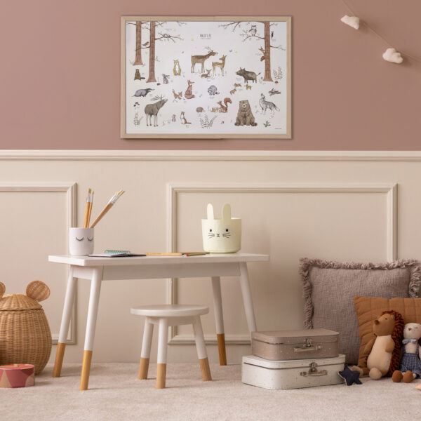 Lernposter für Kinder – „Waldtiere Deutsch in rosa“ - Wandbild 50 x 70 cm aus Premiumpapier – Bild 5