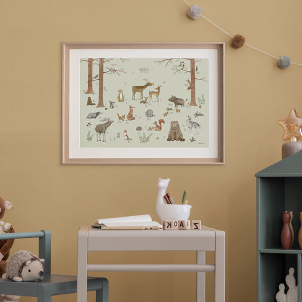 Lernposter für Kinder – „Waldtiere Deutsch in grün“ - Wandbild 50 x 70 cm aus Premiumpapier – Bild 4
