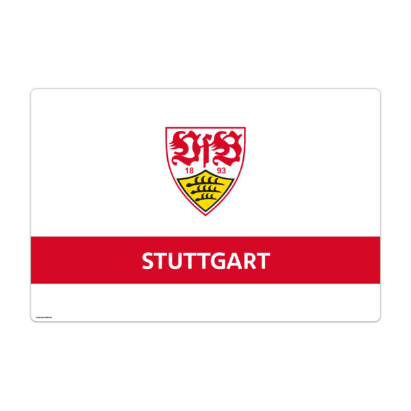 Schreibtischunterlage für Kinder und Erwachsene - VfB Wappen mit Stuttgart und Brustring- aus abwischbarem Premium Vinyl - Made in Germany