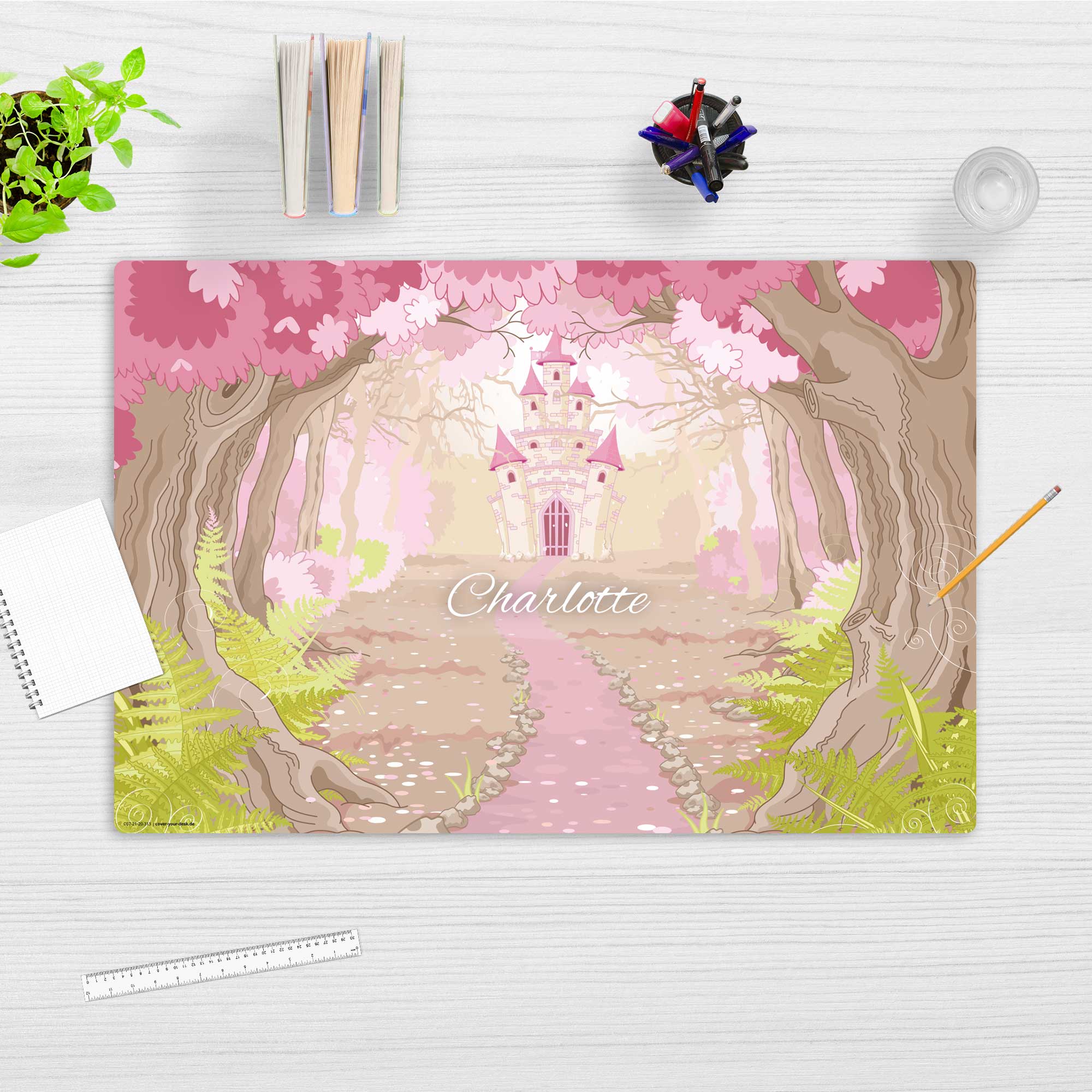 Märchenschloss mit Wunschname – Schreibtischunterlage 60 x 40 cm – Bild 3