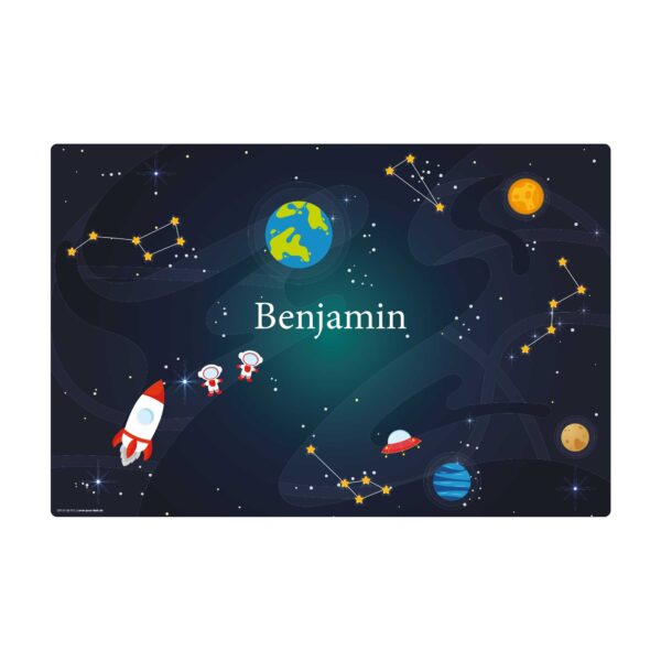Weltraumabenteuer mit Wunschname – Schreibtischunterlage 60 x 40 cm