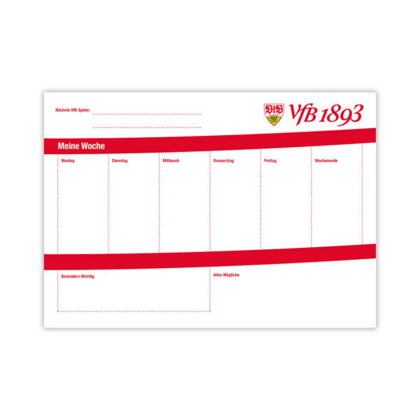 VfB Stuttgart 1893 Schulstarter-Wochenplaner DIN A3 | 50 Blatt